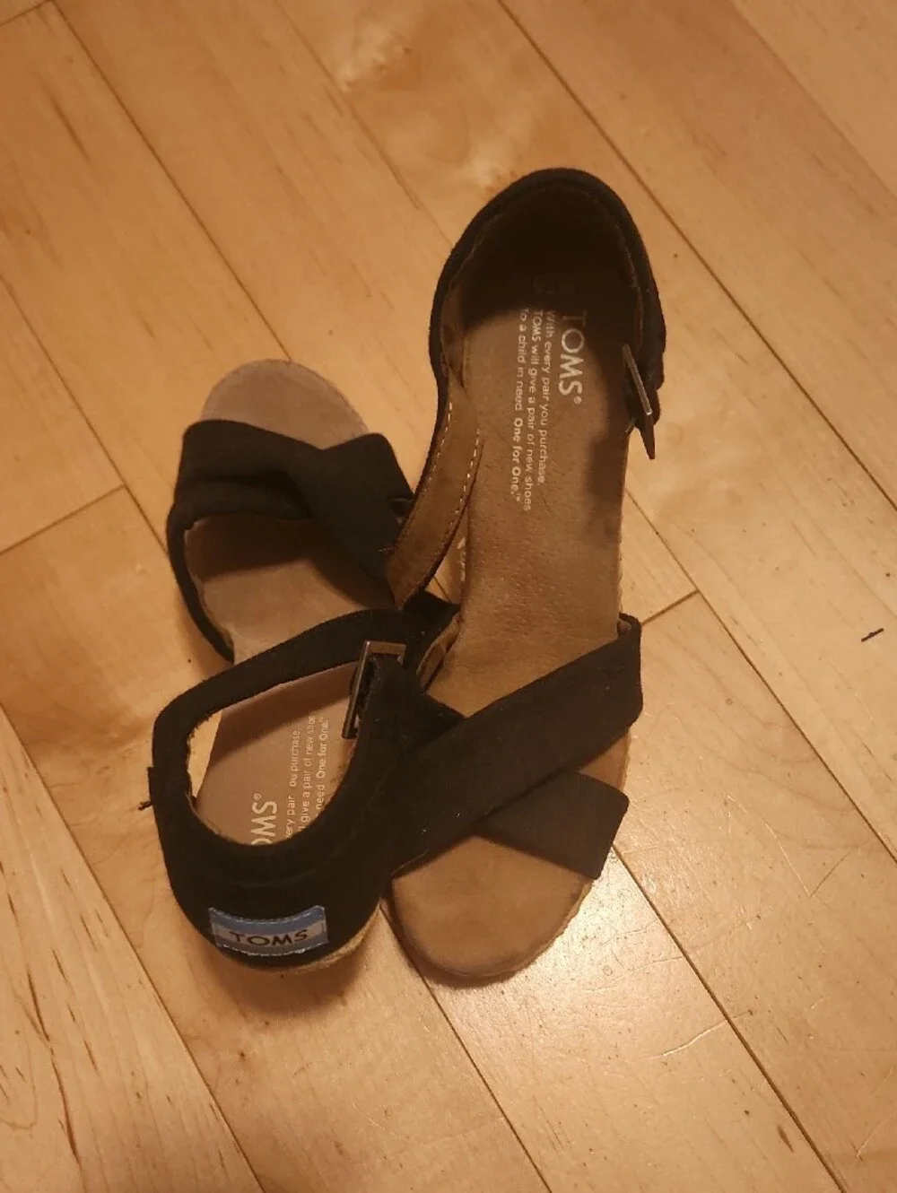 Toms Navy Wedge Espadrille Sandals